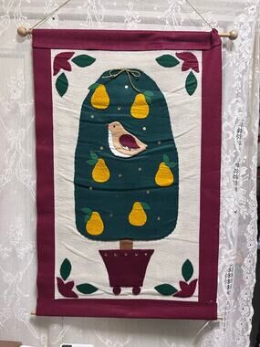 Handmade Felt Partridge in a Pear Tree Wall Hanging Christmas Days of Christmas